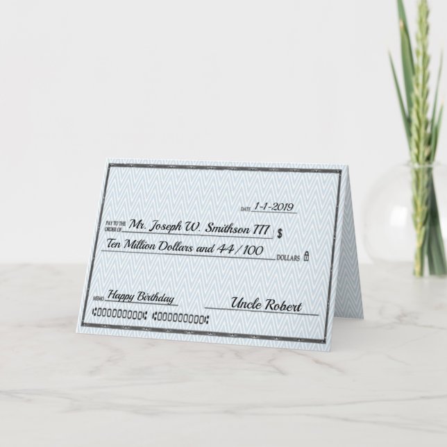 Instant Millionaire Check Any Occasion Card (Front)
