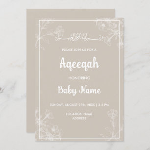 Instant Modern Floral Aqeeqah Aqiqah Invitation