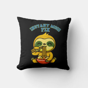 Instant Mood Fix Sloth Cute Cozy Comfort Food Throw Pillow
