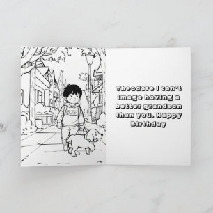 Instant photo anime kids coloring birthday card