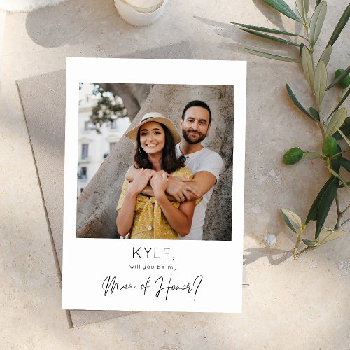 Instant Photo Be My Man of Honor Proposal Invitation