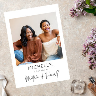 Instant Photo Be My Matron of Honor Proposal Invitation