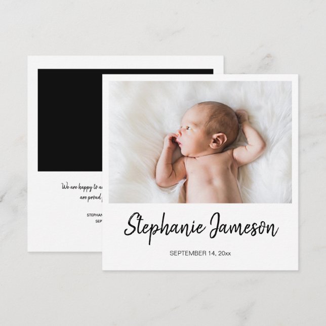 Instant Photo Birth Announcement 2 (Front/Back)