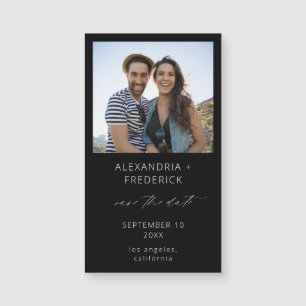 Instant Photo Black Chic Save the Date Magnet SM
