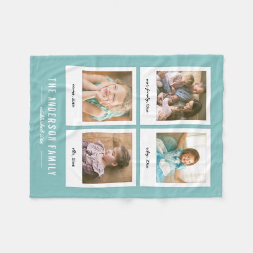 Instant Photo Collage Editable Background Color Fleece Blanket | Zazzle