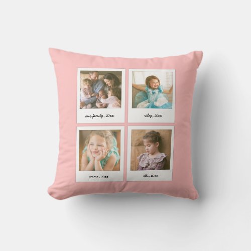 Instant Photo Collage Editable Background Color Throw Pillow