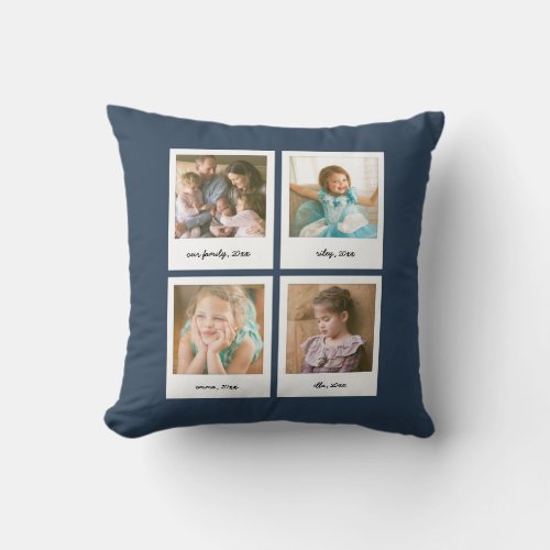 Instant Photo Collage Editable Background Color Throw Pillow