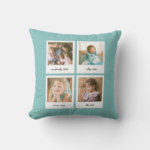 Instant Photo Collage Editable Background Color Throw Pillow