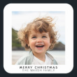 Instant Photo Gallery white border Merry Christmas Square Sticker<br><div class="desc">Add your favorite selfie or family snapshot. Use a square photo to create a unique and personal greeting. A simple,  thick white border on the front with an area to add a holiday greeting. If you need to adjust the pictures,  click on the customize tool to make changes.</div>