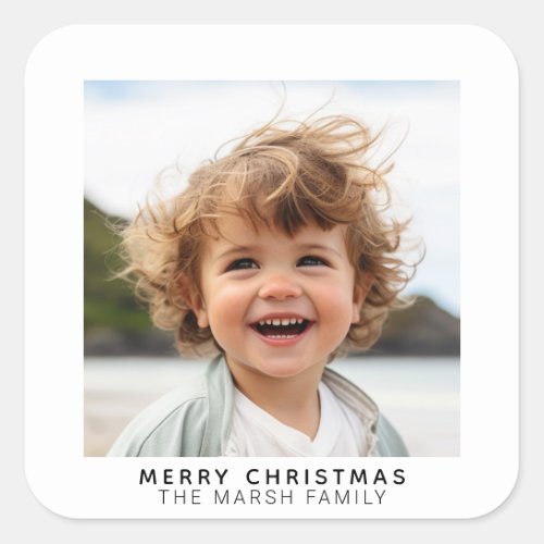 Instant Photo Gallery white border Merry Christmas Square Sticker