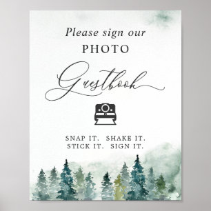 Instant Photo Guestbook Sign Forest Pine Trees