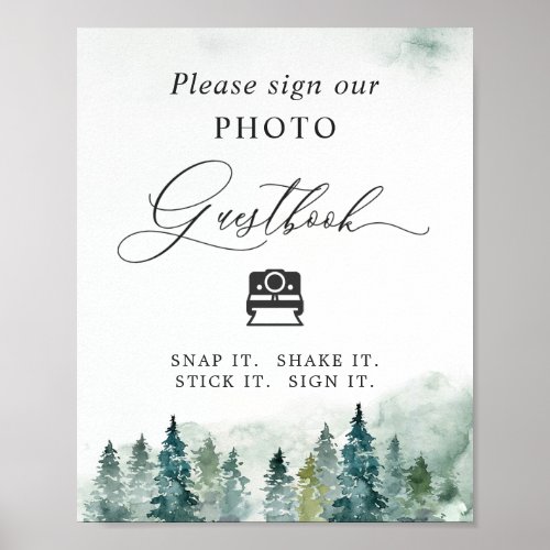 Instant Photo Guestbook Sign Forest Pine Trees