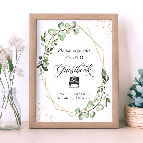 Instant Photo Guestbook Sign Geometric Eucalyptus