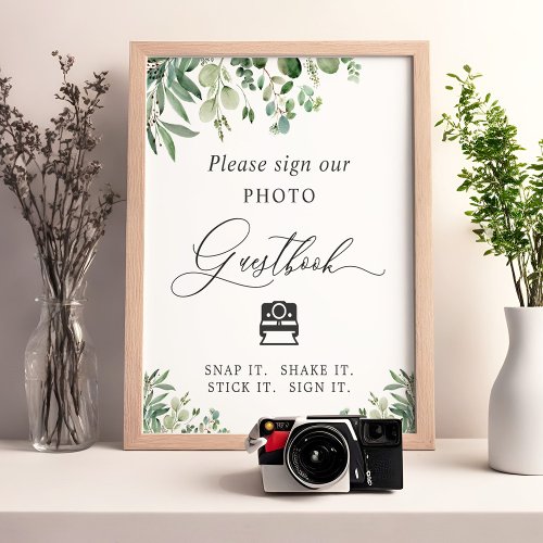 Instant Photo Guestbook Sign Greenery Eucalyptus