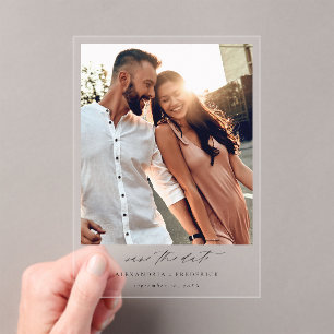 Instant Photo -Long White Chic Save the Date Acrylic Invitations