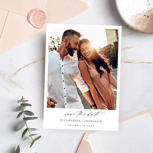 Instant Photo _Long White Chic Save the Date Invitation