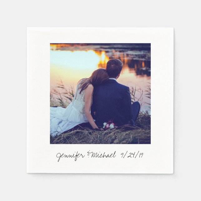 Instant Photo Look Photo Wedding Napkins (Front)