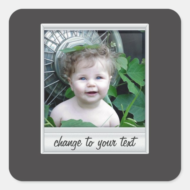 instant photo - photoframe - on black square sticker (Front)