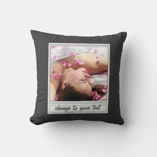 instant photo - photoframe - on black throw pillow (Front)