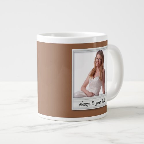 instant photo _ photoframe _ on brown large coffee mug