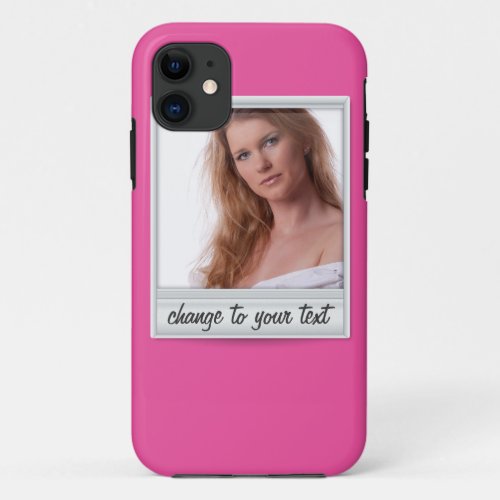 instant photo _ photoframe _ on hot pink iPhone 11 case