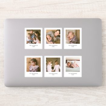 Instant Photo Style Square Multi Photo Sticker by RosewoodandCitrus at Zazzle