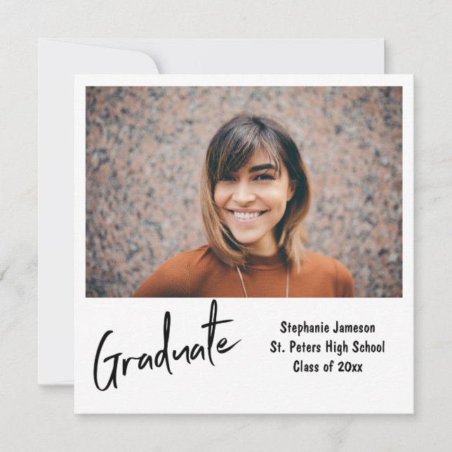 Instant Photo & Typography Graduatation Party Invitation (Front)