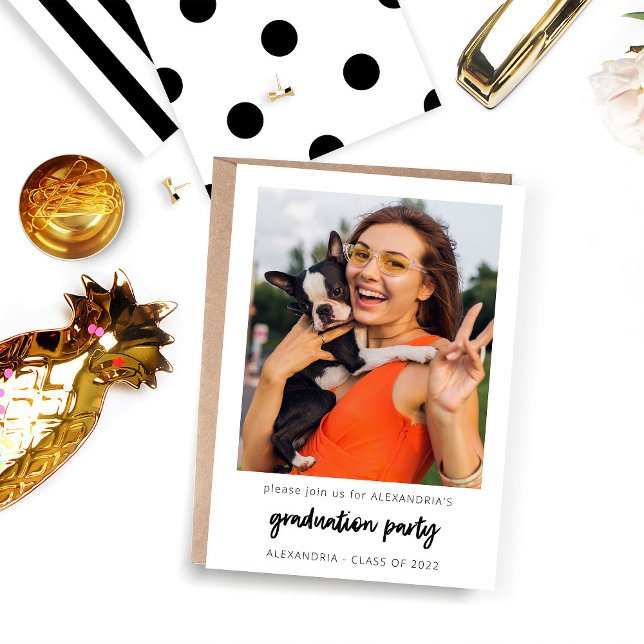 Instant Photo Vertical White 2 Graduation Party  Invitation (Creator Uploaded)