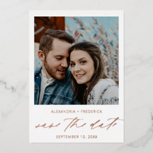 Instant Photo White Chic Save the Date Full Foil Invitation