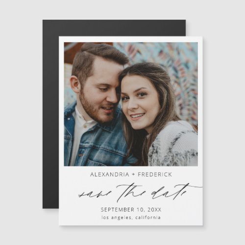  Instant Photo White Chic Save the Date Magnet