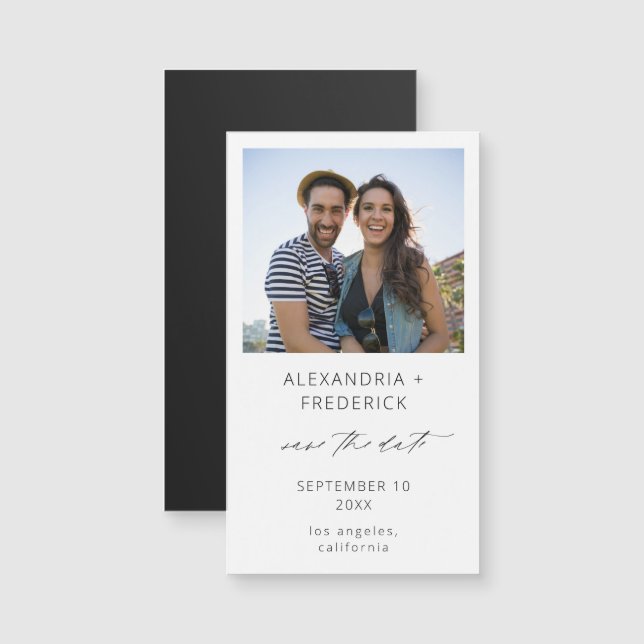  Instant Photo White Chic Save the Date Magnet SM (Front/Back)