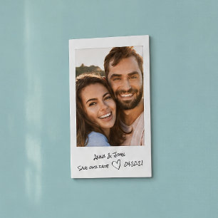 Instant photo with handwritten notes Save the Date Business Card Magnet