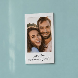 Instant photo with handwritten notes Save the Date Business Card Magnet