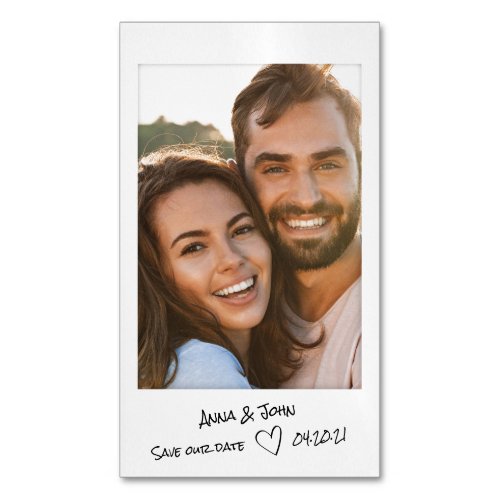 Instant photo with handwritten notes Save the Date Business Card Magnet