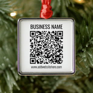 Instant QR Code (enter your website URL to change) Metal Ornament