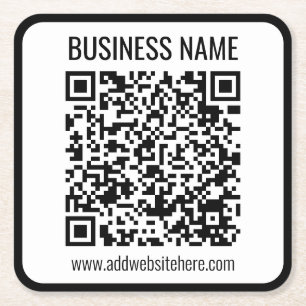 Instant QR Code (enter your website URL to change) Square Paper Coaster