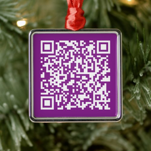 Instant QR code with Your Website URL  Purple Metal Ornament