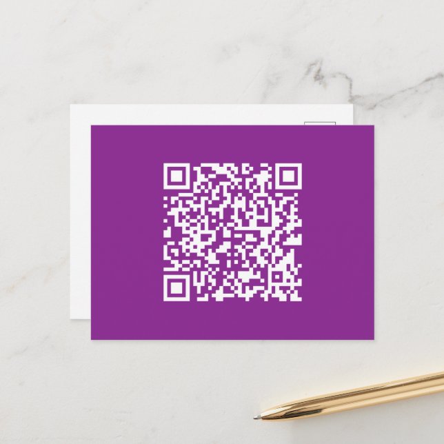 Instant QR code with Your Website URL | Purple Postcard (Front/Back In Situ)