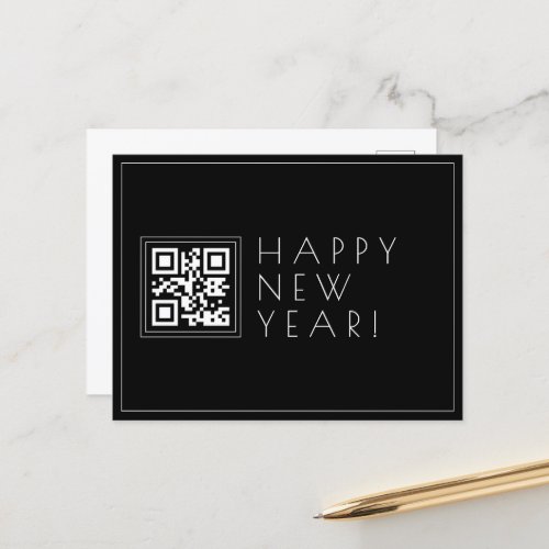 Instantly Create QR code  Stylish Happy New Years Postcard