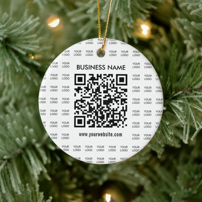 Instantly Create Scannable QR code & Logo Pattern Ceramic Ornament (Tree)