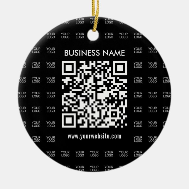 Instantly Create Scannable QR code & Logo Pattern Ceramic Ornament (Front)