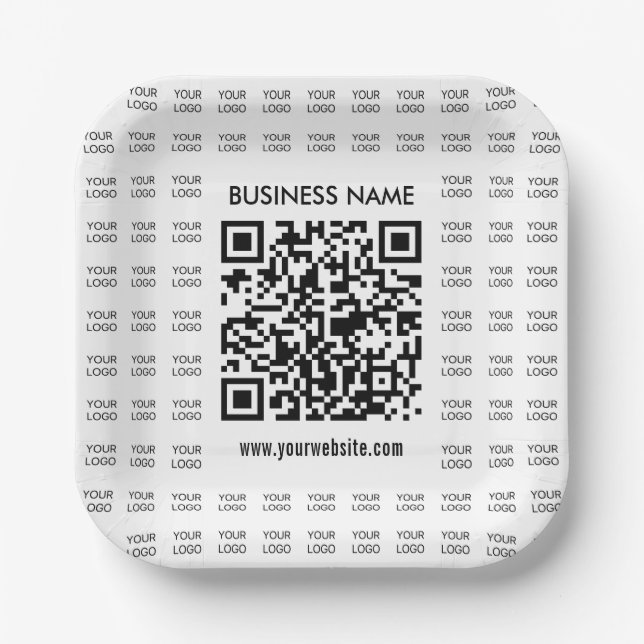 Instantly Create Scannable QR code & Logo Pattern Paper Plates (Front)