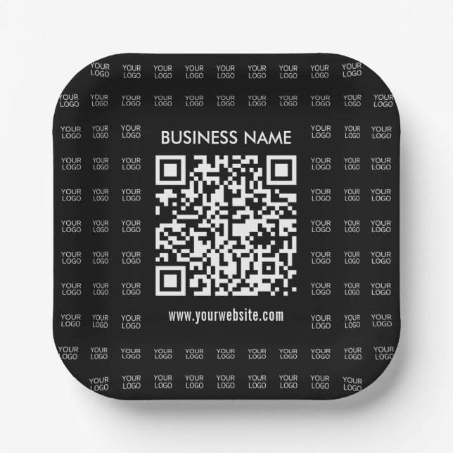 Instantly Create Scannable QR code & Logo Pattern Paper Plates (Front)