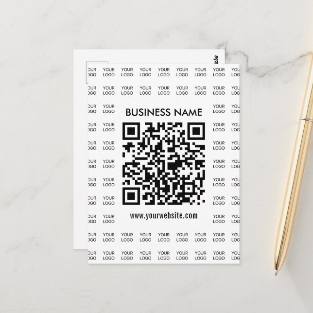 Instantly Create Scannable QR code & Logo Pattern Postcard (Front/Back In Situ)