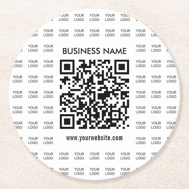 Instantly Create Scannable QR code & Logo Pattern Round Paper Coaster (Front)