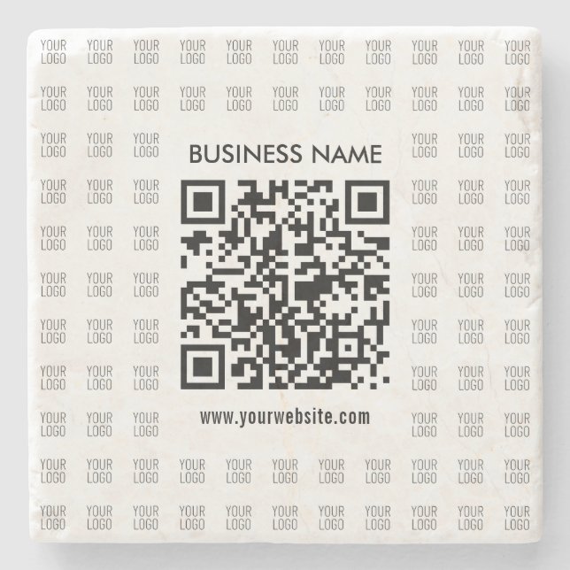 Instantly Create Scannable QR code & Logo Pattern Stone Coaster (Front)