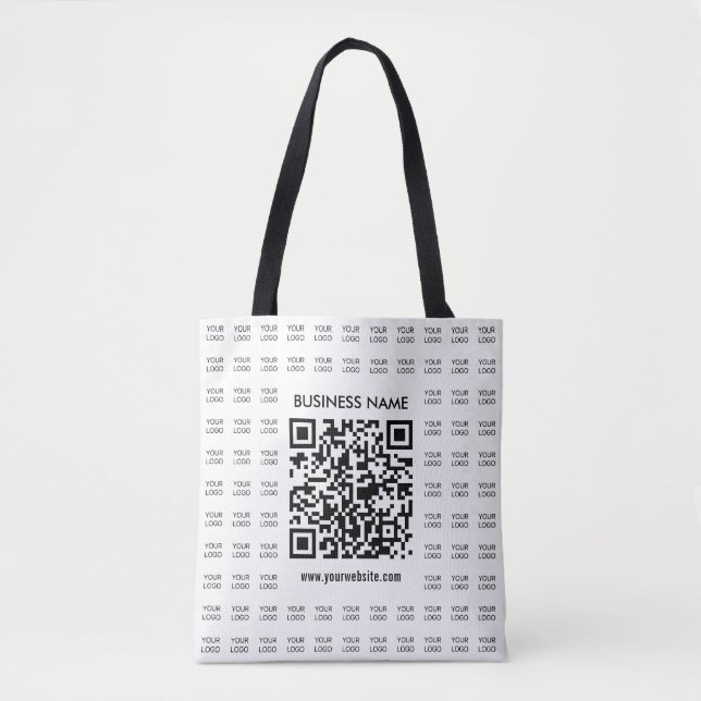 Instantly Create Scannable QR code & Logo Pattern Tote Bag (Front)