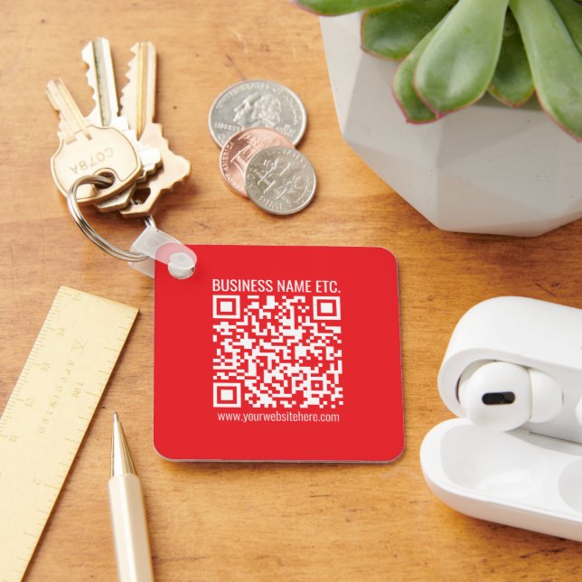 Instantly Create Your Own QR Code | Editable Red Keychain (Desk)