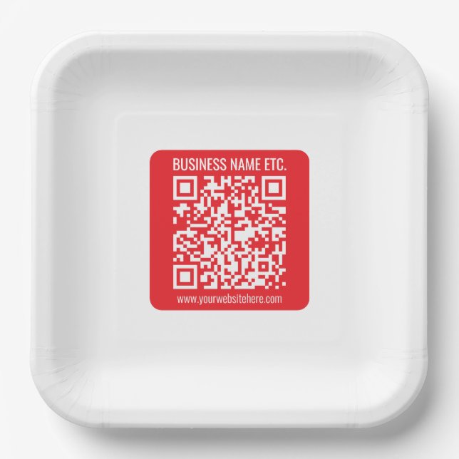 Instantly Create Your Own QR Code | Editable Red Paper Plates (Front)