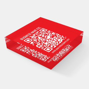 Instantly Create Your Own QR Code Editable Red Paperweight